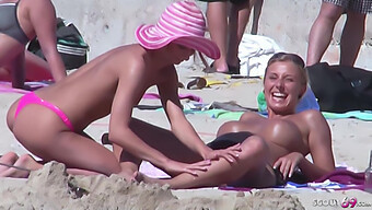 Lesbian Teens Caught On Camera At Beach