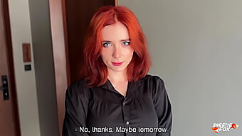 A Stunning Redhead Visits And Performs Oral On Black Bull