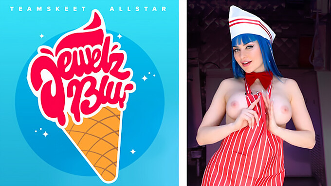 Jewelz Berambut Biru Merasakan Kenikmatan Yang Intens Dari Es Krim Dalam Seri All Stars Teamskeet