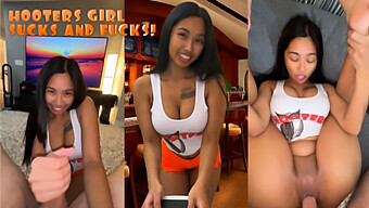 Encuentro Pov Con Una Camarera De Hooters Curvilínea En Estilo Vaquera Y Perrito