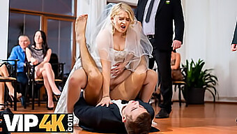 Blonde Cheating Bride Gets Caught In Public In Amazing Stockings