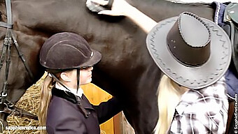 Lesbian Duo Engages In Oral Sex At A Horse Stable