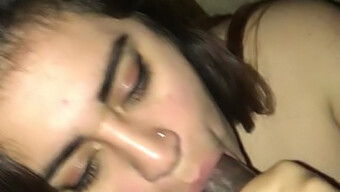 Latina Girl Gives A Blowjob And Gets Cum